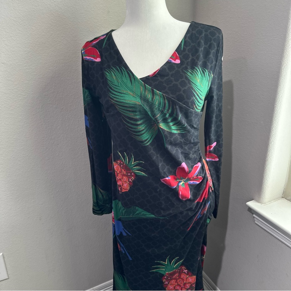 Soft Surroundings Maxi Dress Women Small Tropical Multicolor Faux Wrap Vacation